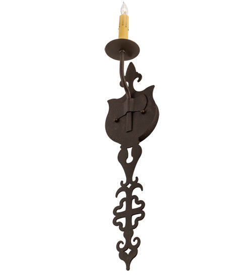 Meyda Lighting Merano 6" Copper Rust Wall Sconce With Ivory Faux Candlelight