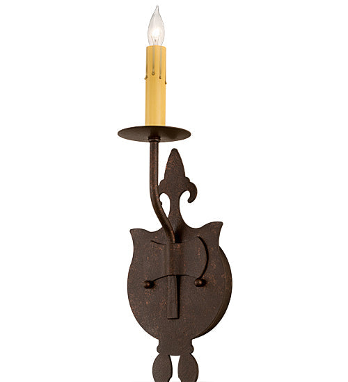 Meyda Lighting Merano 6" Copper Rust Wall Sconce With Ivory Faux Candlelight