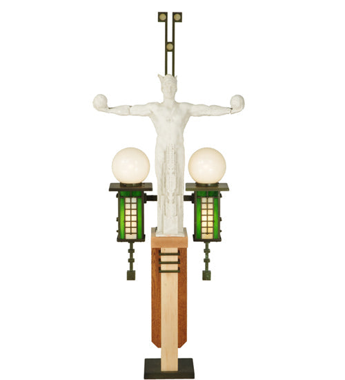 Meyda Lighting Mercury 23" 4-Light Outdoor Pier Mount Light With Steel Powder Coated Bronze Shade