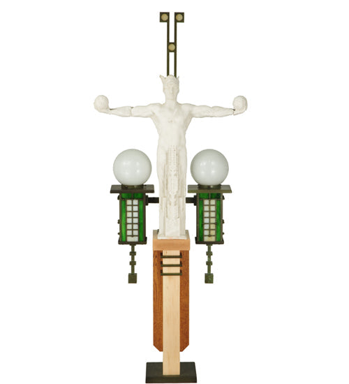 Meyda Lighting Mercury 23" 4-Light Outdoor Pier Mount Light With Steel Powder Coated Bronze Shade