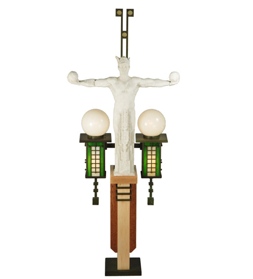 Meyda Lighting Mercury 23" 4-Light Outdoor Pier Mount Light With Steel Powder Coated Bronze Shade