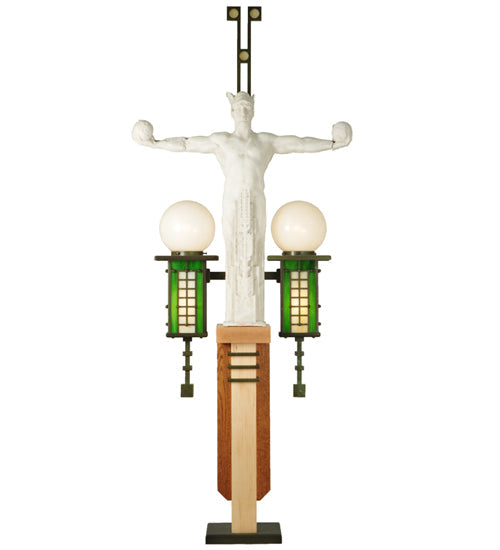 Meyda Lighting Mercury 23" 4-Light Outdoor Pier Mount Light With Steel Powder Coated Bronze Shade