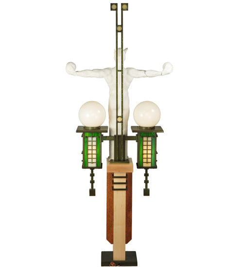 Meyda Lighting Mercury 23" 4-Light Outdoor Pier Mount Light With Steel Powder Coated Bronze Shade
