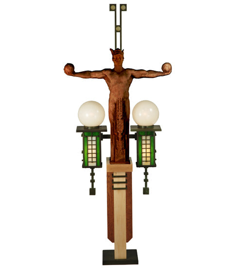 Meyda Lighting Mercury 23" 4-Light Outdoor Pier Mount Light With Steel Powder Coated Bronze Shade