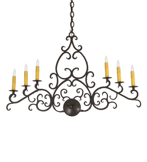 Meyda Lighting Meredith 36" 6-Light Timeless Bronze Island Chandelier With Amber Faux Candlelight