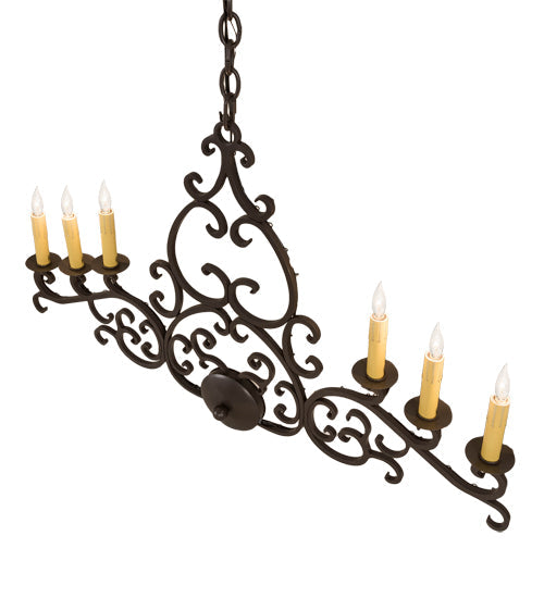Meyda Lighting Meredith 36" 6-Light Timeless Bronze Island Chandelier With Amber Faux Candlelight