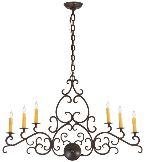 Meyda Lighting Meredith 36" 6-Light Timeless Bronze Island Chandelier With Amber Faux Candlelight