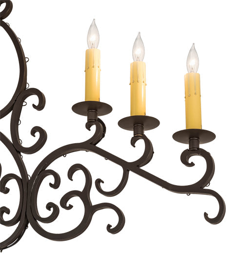 Meyda Lighting Meredith 36" 6-Light Timeless Bronze Island Chandelier With Amber Faux Candlelight
