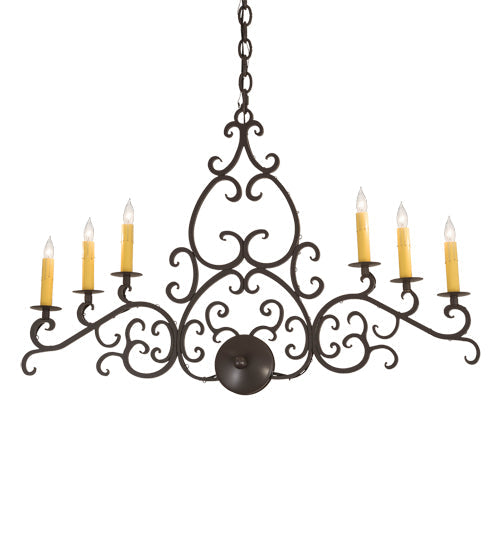 Meyda Lighting Meredith 36" 6-Light Timeless Bronze Island Chandelier With Amber Faux Candlelight