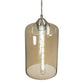 Meyda Lighting Mersch 7" Brushed Nickel Mini Pendant Light With Amber Clear Shade Glass