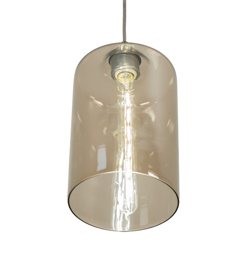 Meyda Lighting Mersch 7" Brushed Nickel Mini Pendant Light With Amber Clear Shade Glass