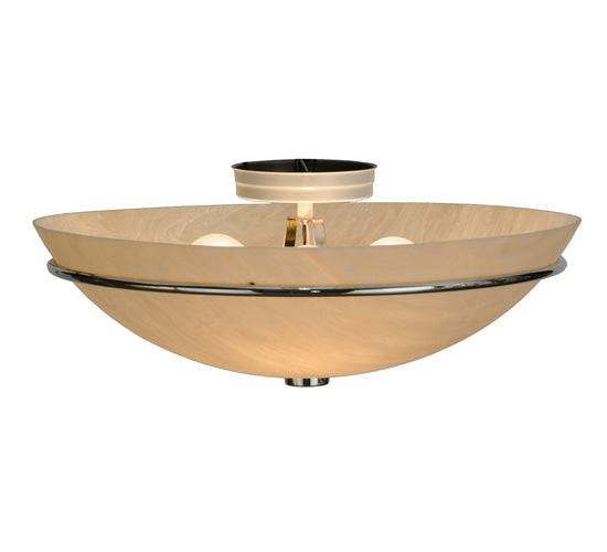 Meyda Lighting Messina 18" 3-Light Extreme Chrome Flush Mount Light With Fleshtone Idalight Shade Glass