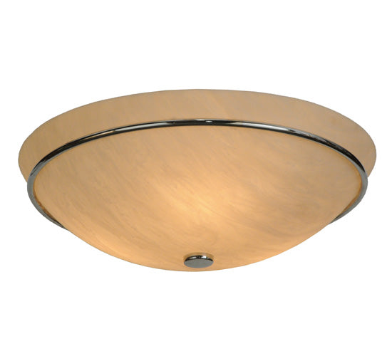 Meyda Lighting Messina 18" 3-Light Extreme Chrome Flush Mount Light With Fleshtone Idalight Shade Glass