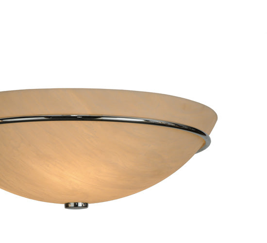 Meyda Lighting Messina 18" 3-Light Extreme Chrome Flush Mount Light With Fleshtone Idalight Shade Glass