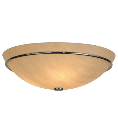 Meyda Lighting Messina 18" 3-Light Extreme Chrome Flush Mount Light With Fleshtone Idalight Shade Glass