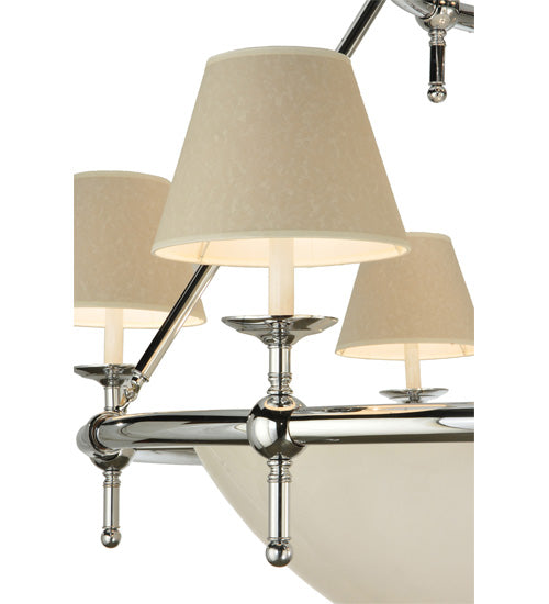 Meyda Lighting Messina 60" 13-Light 2-Tier Chrome Chandelier With White Shade Glass