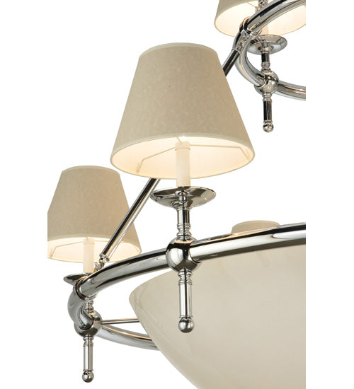 Meyda Lighting Messina 60" 13-Light 2-Tier Chrome Chandelier With White Shade Glass