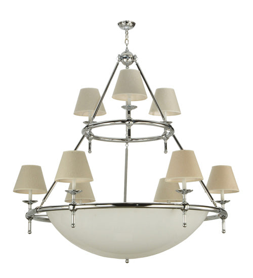 Meyda Lighting Messina 60" 13-Light 2-Tier Chrome Chandelier With White Shade Glass