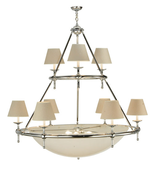 Meyda Lighting Messina 60" 13-Light 2-Tier Chrome Chandelier With White Shade Glass