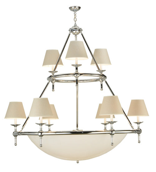 Meyda Lighting Messina 60" 13-Light 2-Tier Chrome Chandelier With White Shade Glass