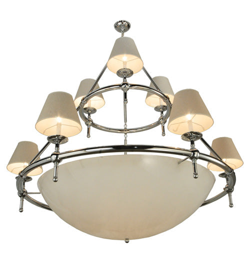 Meyda Lighting Messina 60" 13-Light 2-Tier Chrome Chandelier With White Shade Glass