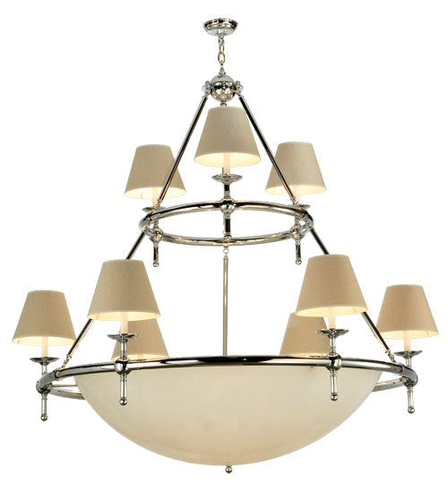 Meyda Lighting Messina 60" 13-Light 2-Tier Chrome Chandelier With White Shade Glass