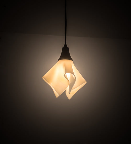 Meyda Lighting Metro 10" Craftsman Brown Handkerchief Milano Pendant Light With Beige Shade Glass