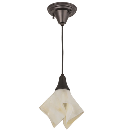 Meyda Lighting Metro 10" Craftsman Brown Handkerchief Milano Pendant Light With Beige Shade Glass