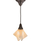 Meyda Lighting Metro 10" Craftsman Brown Handkerchief Milano Pendant Light With Beige Shade Glass