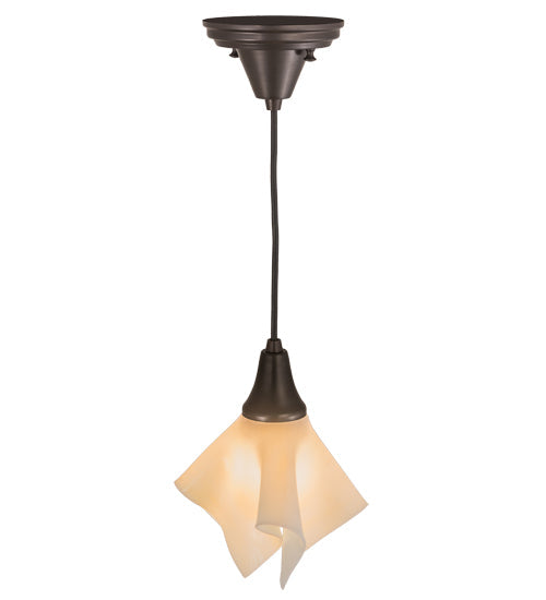 Meyda Lighting Metro 10" Craftsman Brown Handkerchief Milano Pendant Light With Beige Shade Glass