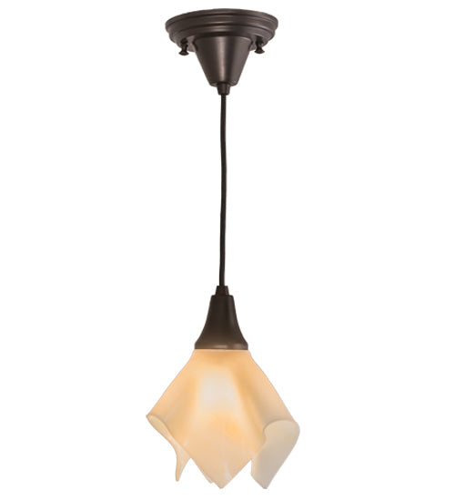 Meyda Lighting Metro 10" Craftsman Brown Handkerchief Milano Pendant Light With Beige Shade Glass