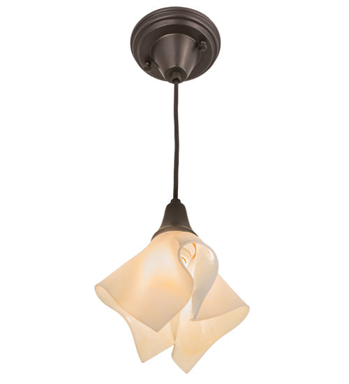 Meyda Lighting Metro 10" Craftsman Brown Handkerchief Milano Pendant Light With Beige Shade Glass