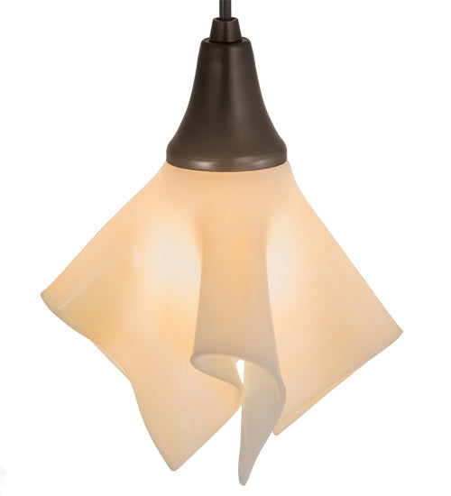 Meyda Lighting Metro 10" Craftsman Brown Handkerchief Milano Pendant Light With Beige Shade Glass