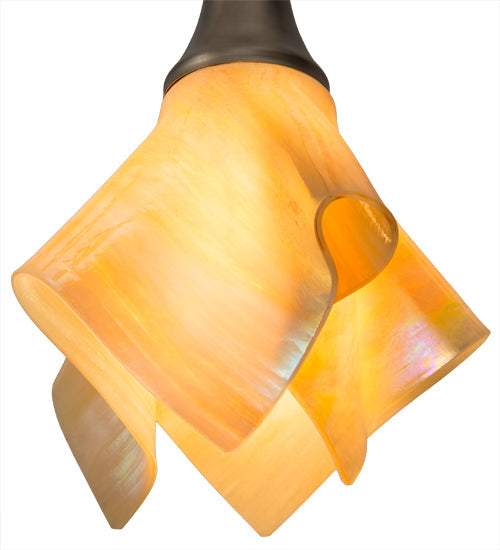 Meyda Lighting Metro 10" Nickel D'Oro Pendant Light With Beige Iridescent Handkerchief Shade Glass