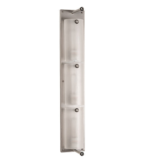 Meyda Lighting Metro 12" 3-Light Nickel Aurora Borealis Wall Sconce With White Opal & Black Iridescent Shade Glass