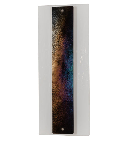 Meyda Lighting Metro 12" 3-Light Nickel Aurora Borealis Wall Sconce With White Opal & Black Iridescent Shade Glass