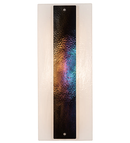Meyda Lighting Metro 12" 3-Light Nickel Aurora Borealis Wall Sconce With White Opal & Black Iridescent Shade Glass
