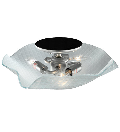 Meyda Lighting Metro 13" 3-Light Nickel Organic Art Glass Flush Mount Light With Clear Seeded Shade Glass