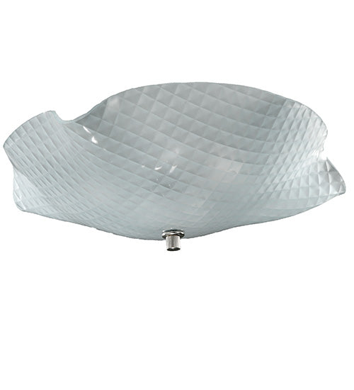 Meyda Lighting Metro 13" 3-Light Nickel Organic Art Glass Flush Mount Light With Clear Seeded Shade Glass