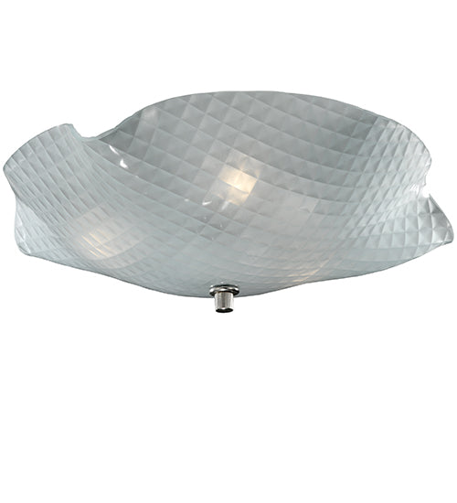 Meyda Lighting Metro 13" 3-Light Nickel Organic Art Glass Flush Mount Light With Clear Seeded Shade Glass