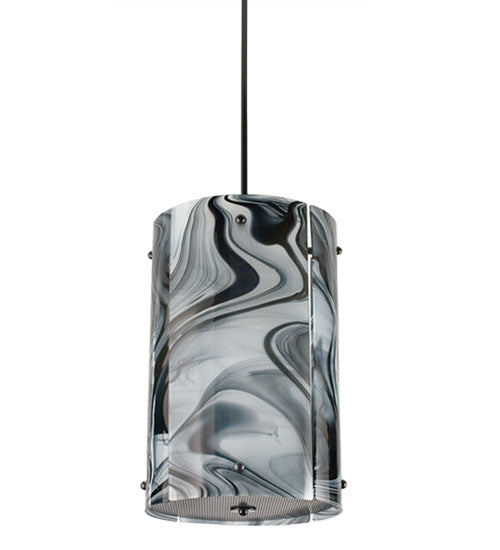 Meyda Lighting Metro 13" 4-Light Textured Black Noir Swirl Pendant Light With Black Baroque Shade