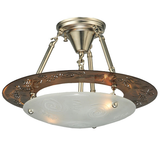 Meyda Lighting Metro 16" 2-Light Brushed Nickel Super Nova Semi-flush Mount Ceiling Light With Clear Shade Glass