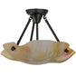 Meyda Lighting Metro 16" 2-Light Craftsman Brown Organic Art Semi-flush Mount Ceiling Light With Beige Iridescent Shade Glass