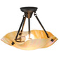 Meyda Lighting Metro 16" 2-Light Craftsman Brown Organic Art Semi-flush Mount Ceiling Light With Beige Iridescent Shade Glass