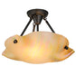 Meyda Lighting Metro 16" 2-Light Craftsman Brown Organic Art Semi-flush Mount Ceiling Light With Beige Iridescent Shade Glass