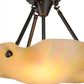 Meyda Lighting Metro 16" 2-Light Craftsman Brown Organic Art Semi-flush Mount Ceiling Light With Beige Iridescent Shade Glass
