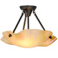 Meyda Lighting Metro 16" 2-Light Craftsman Brown Organic Art Semi-flush Mount Ceiling Light With Beige Iridescent Shade Glass