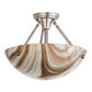 Meyda Lighting Metro 16" 3-Light Brushed Nickel Cognac Swirl Semi-flush Mount Light With Cinnamon Baroque Shade Glass