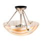 Meyda Lighting Metro 16" 3-Light Brushed Nickel Cognac Swirl Semi-flush Mount Light With Cinnamon Baroque Shade Glass