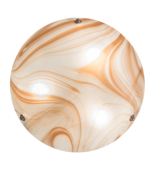 Meyda Lighting Metro 16" 3-Light Brushed Nickel Cognac Swirl Semi-flush Mount Light With Cinnamon Baroque Shade Glass